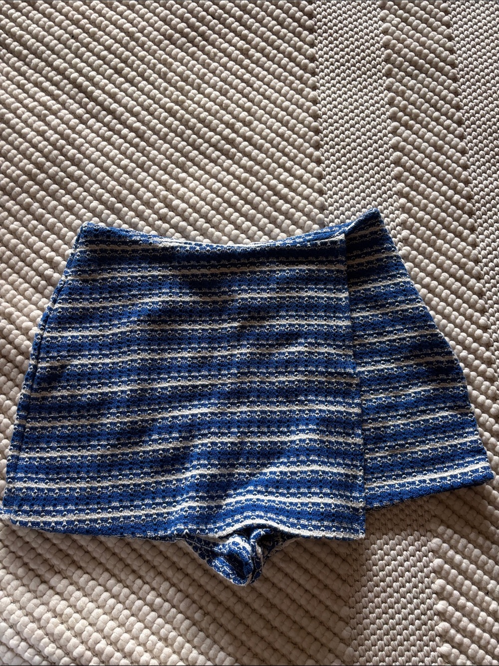 Zara Blue and White Striped Knit Skort
